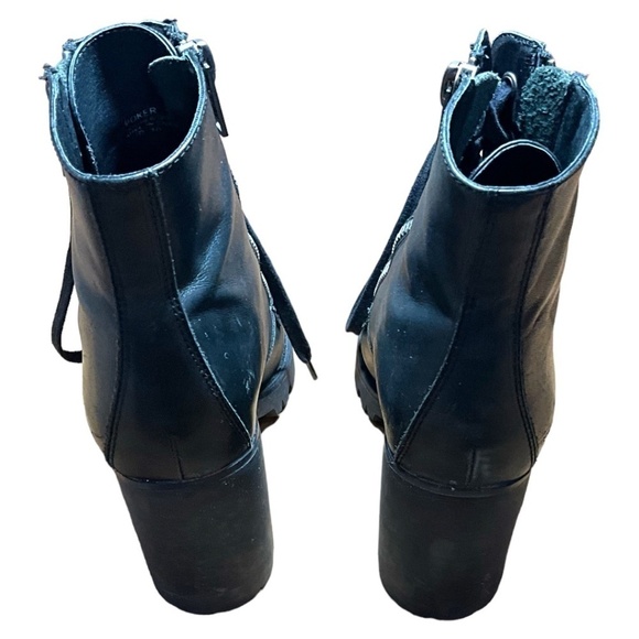 ASH Black Genuine Leather Poker Lace Up Motorcycle Ankle Combat Boot Sz 9 - Picture 5 of 10